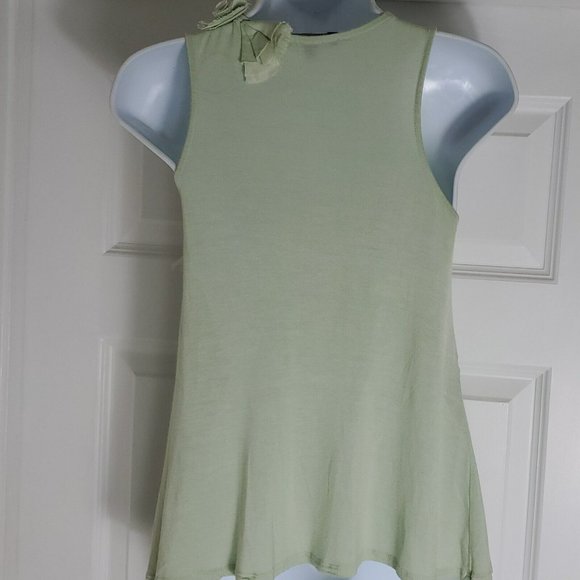 One September Mint‎ Green Floral Sewn Shoulder Blouse Top Womens Size P - Picture 3 of 6